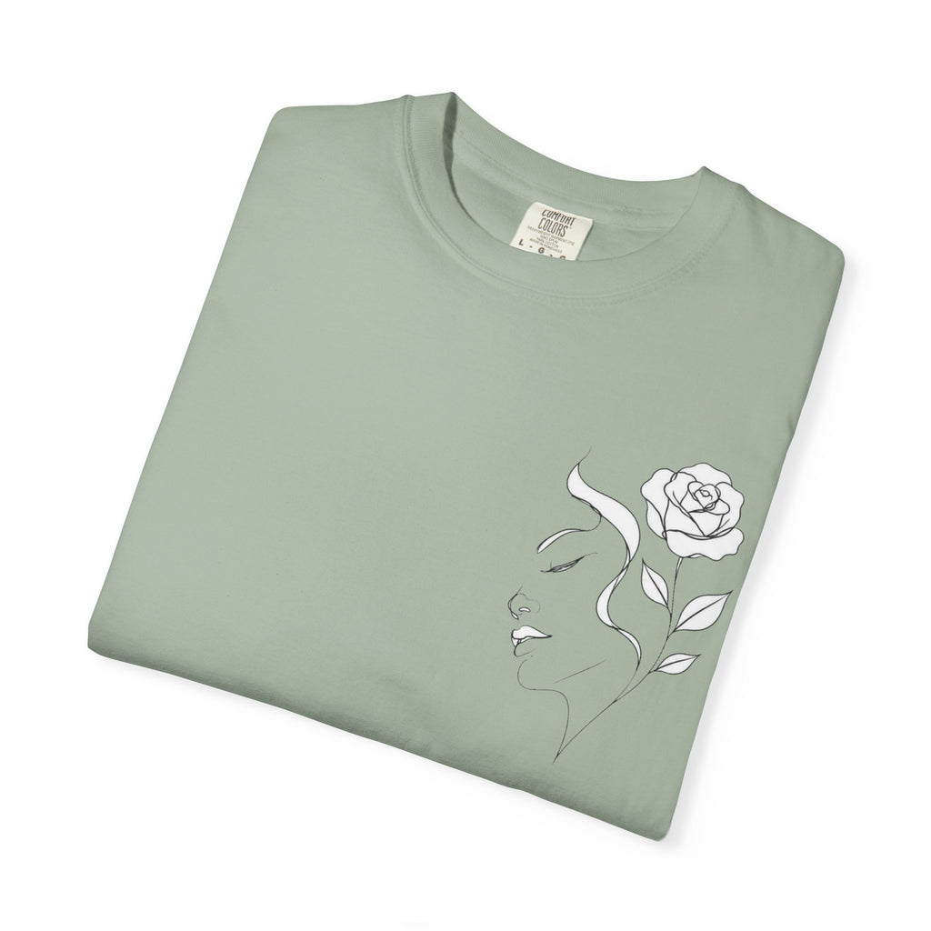 Minimal Line Art Rose Face T-Shirt