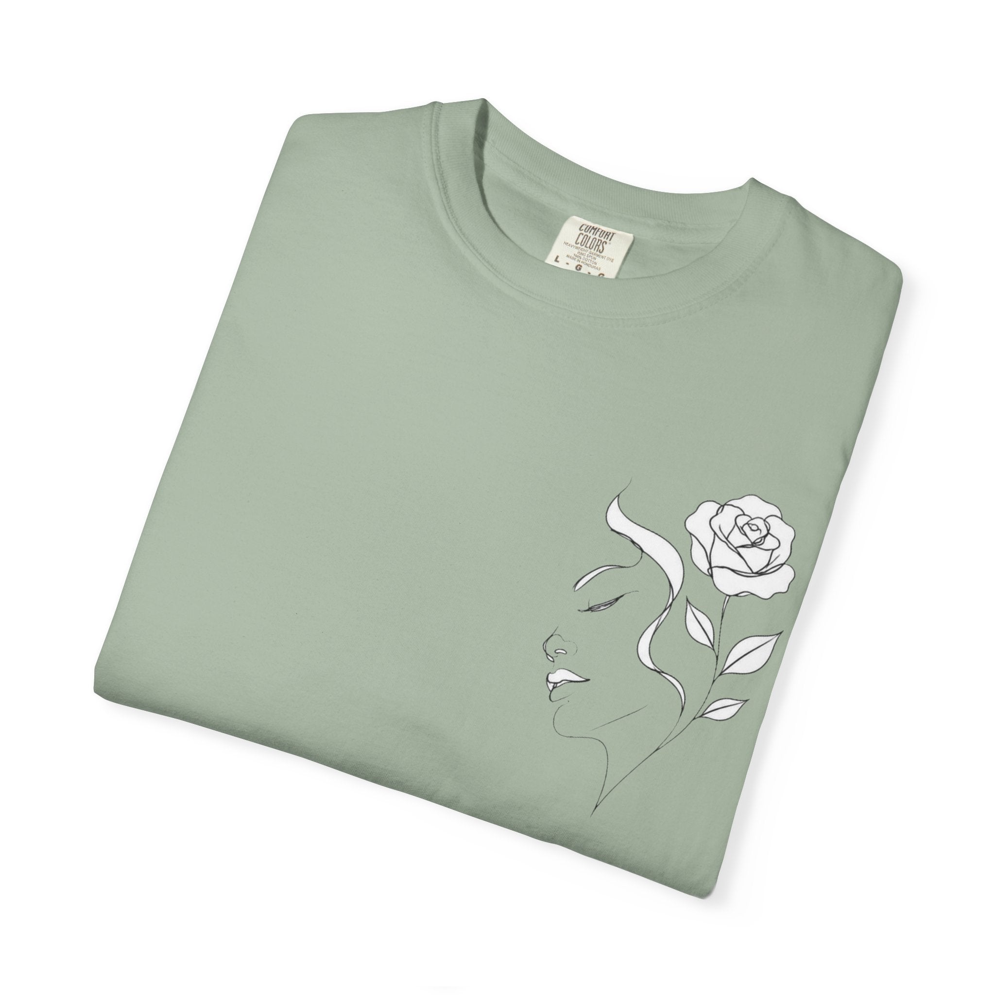 Minimal Line Art Rose Face T-Shirt