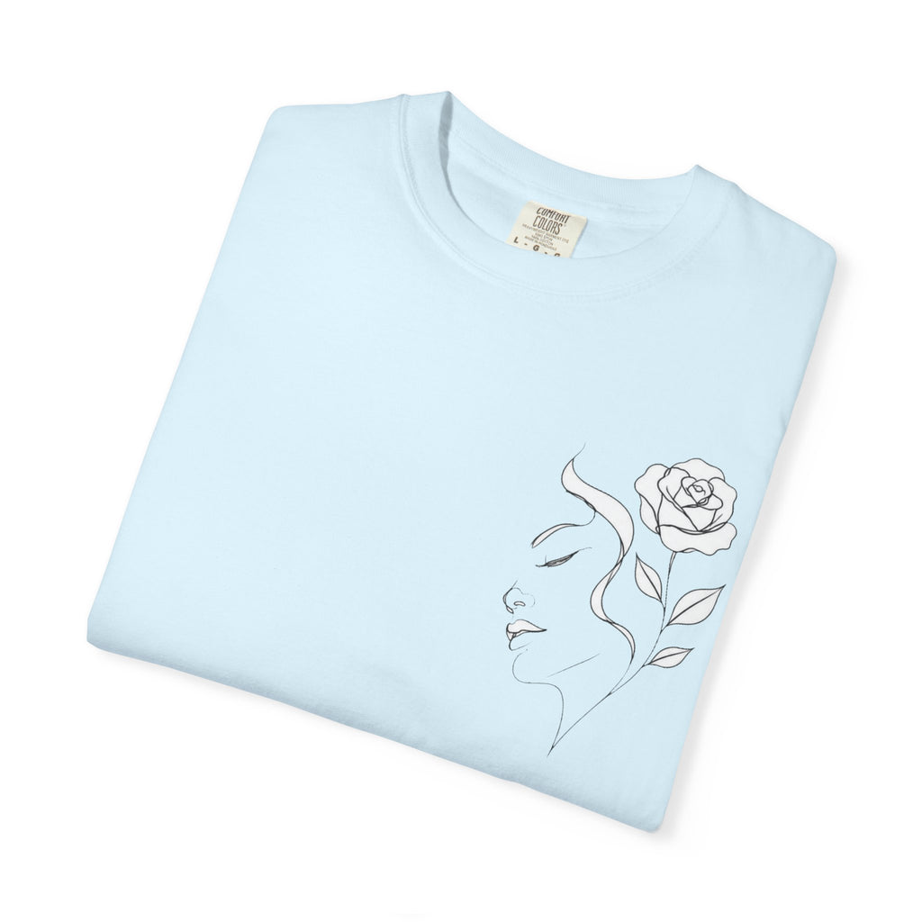 Minimal Line Art Rose Face T-Shirt