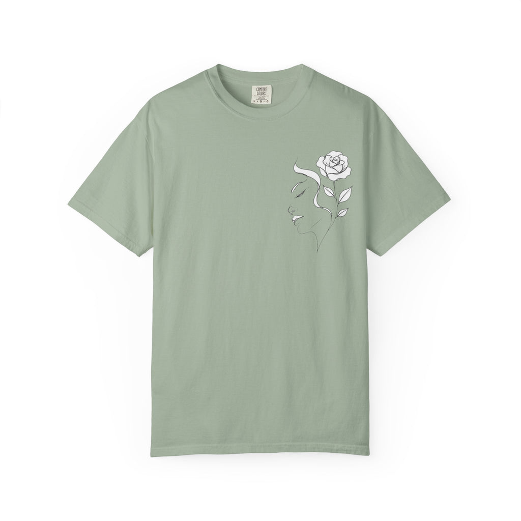 Minimal Line Art Rose Face T-Shirt