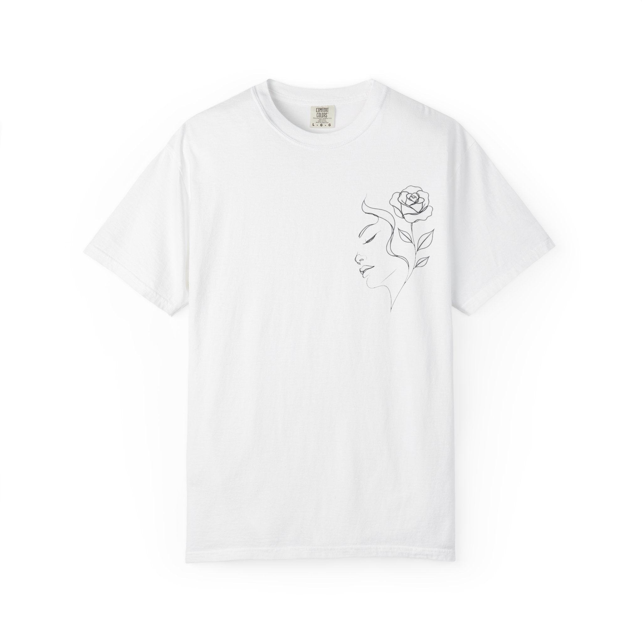 Minimal Line Art Rose Face T-Shirt