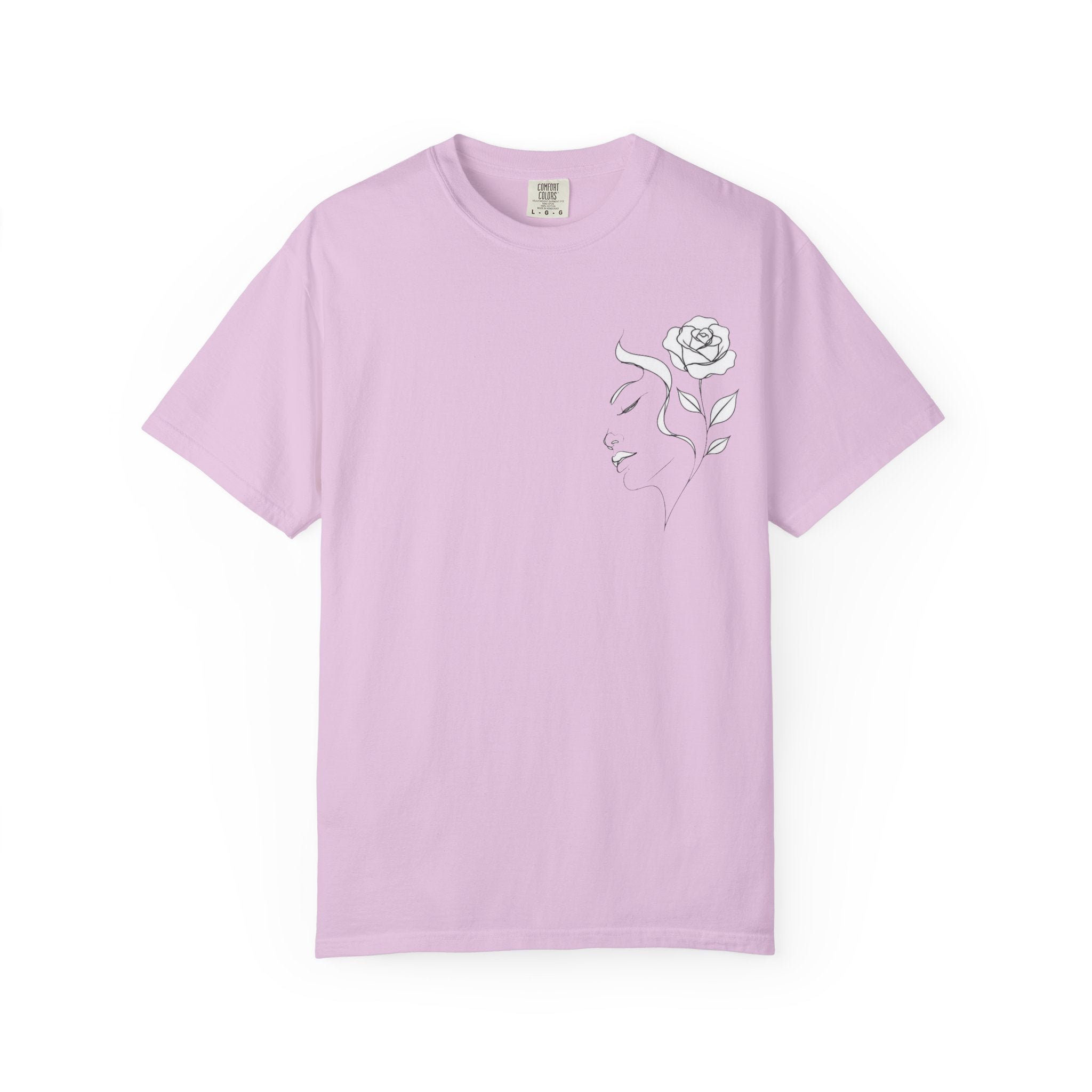 Minimal Line Art Rose Face T-Shirt
