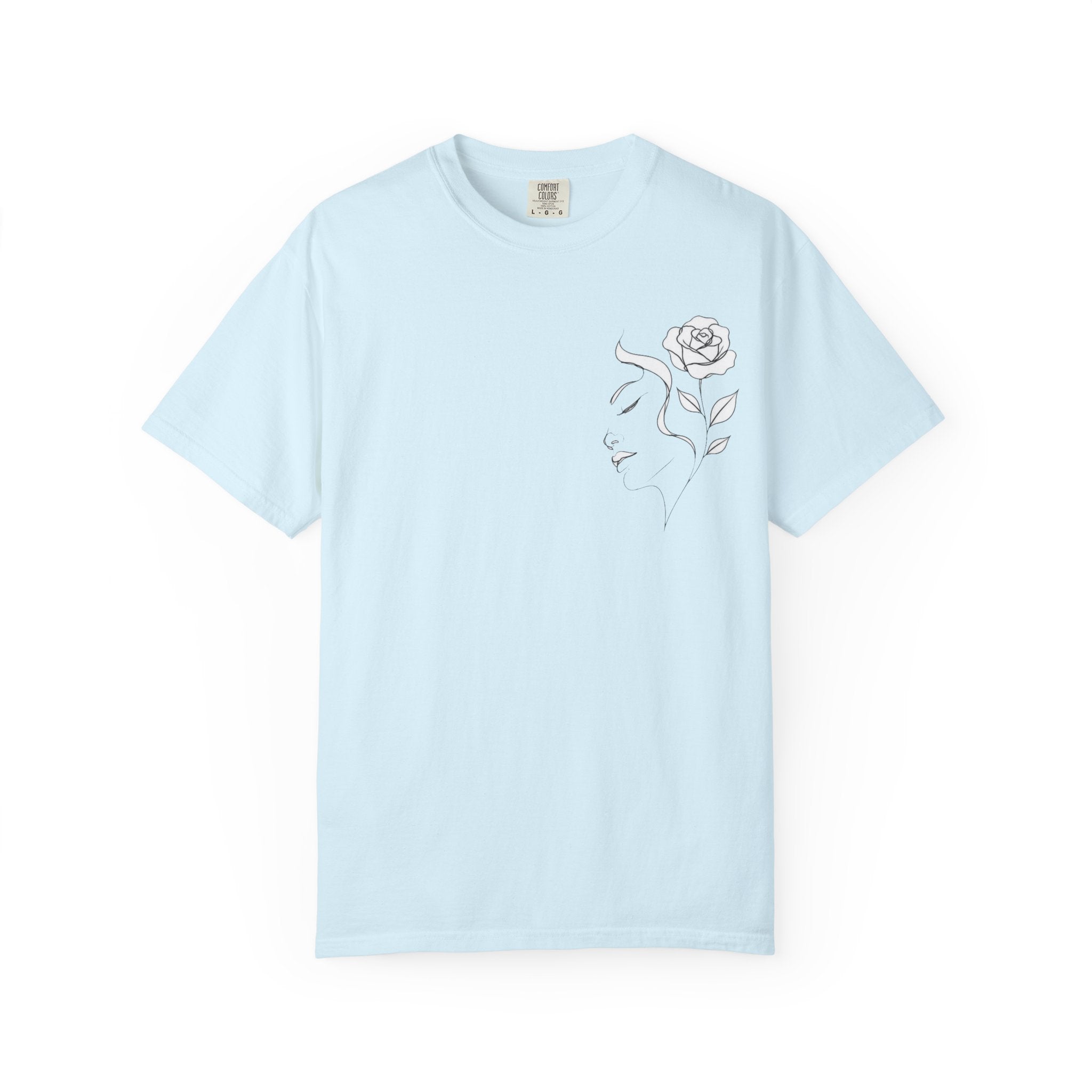 Minimal Line Art Rose Face T-Shirt
