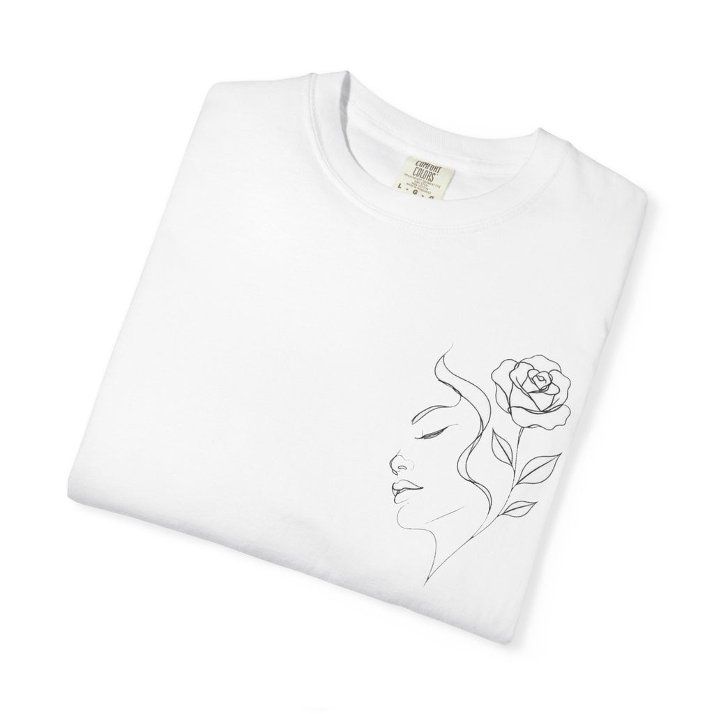 Minimal Line Art Rose Face T-Shirt