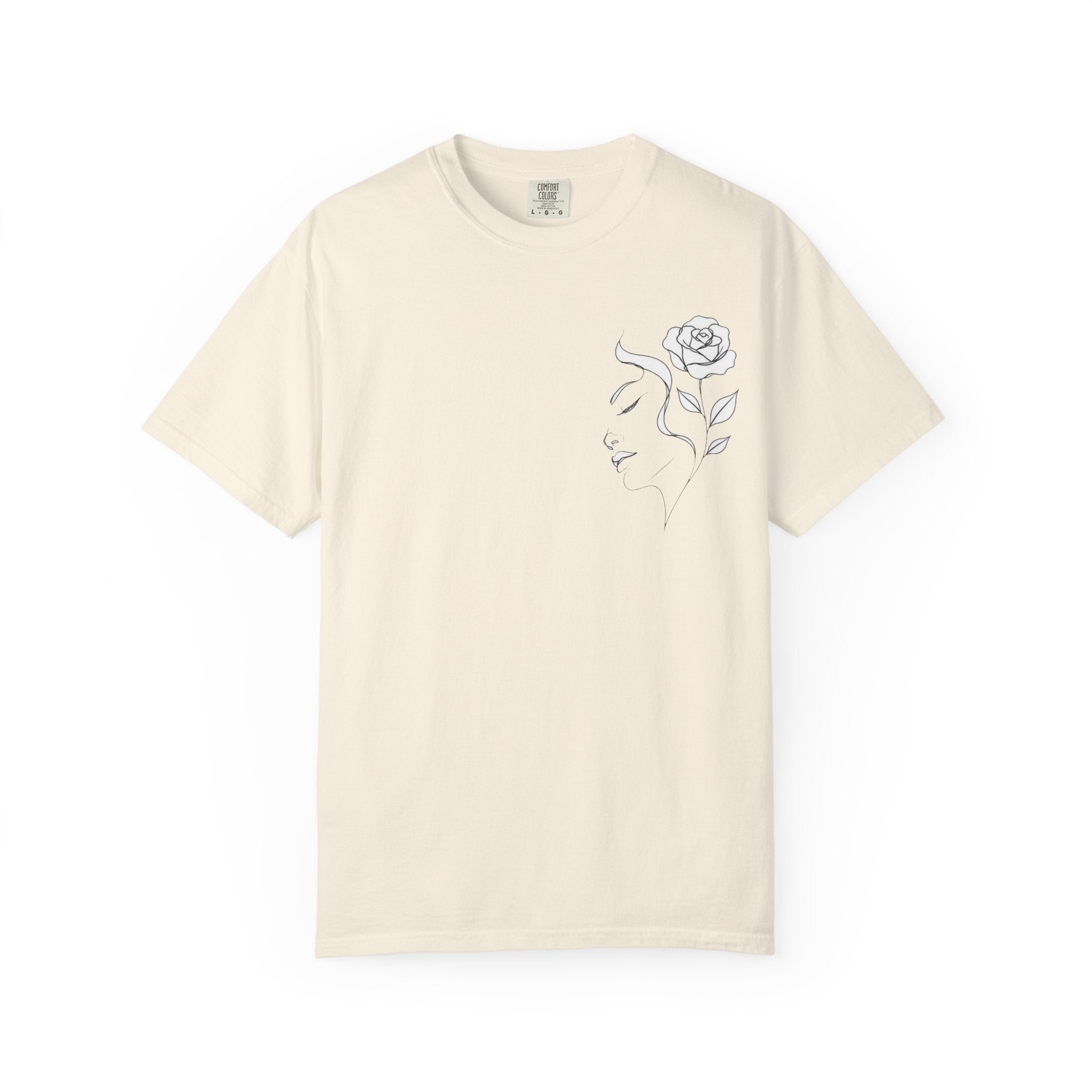Minimal Line Art Rose Face T-Shirt