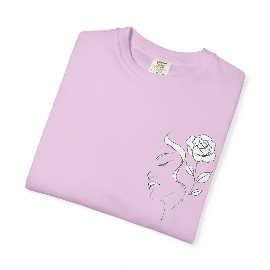 Minimal Line Art Rose Face T-Shirt