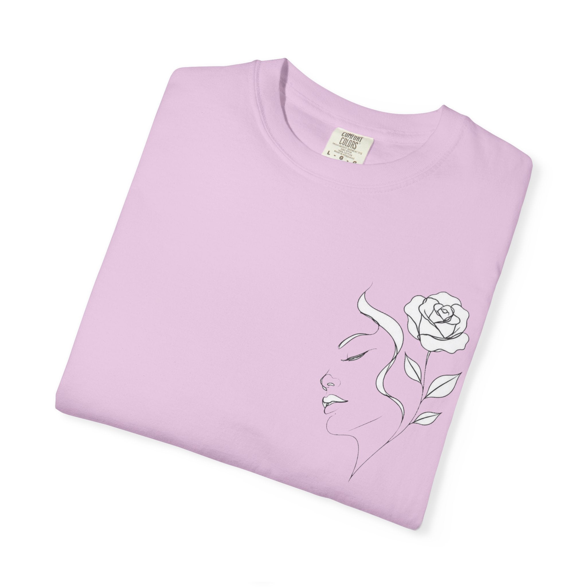 Minimal Line Art Rose Face T-Shirt