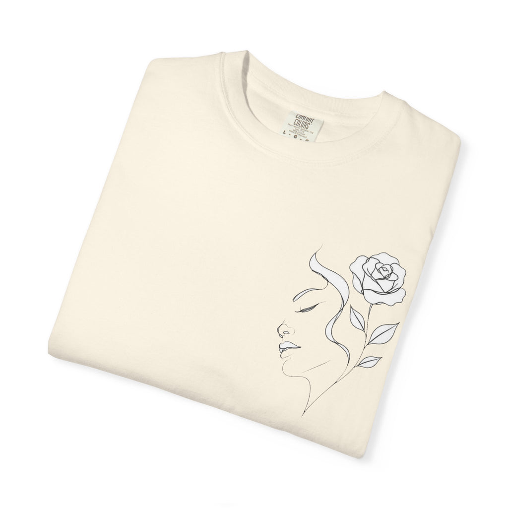 Minimal Line Art Rose Face T-Shirt