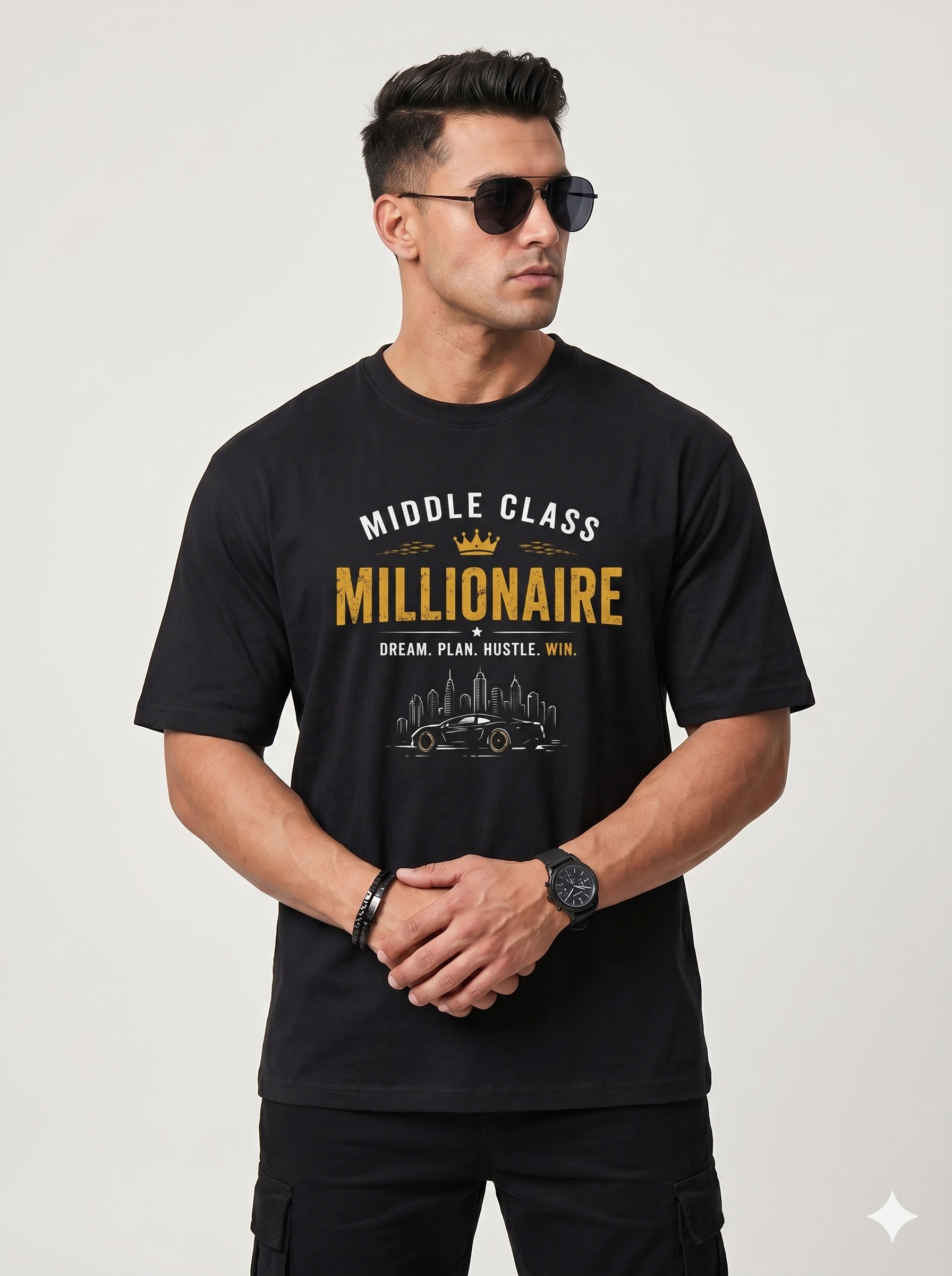 Middle Class Millionaire Graphic T-Shirt | 100% Cotton Unisex Crew Neck Tee | UrbanZip