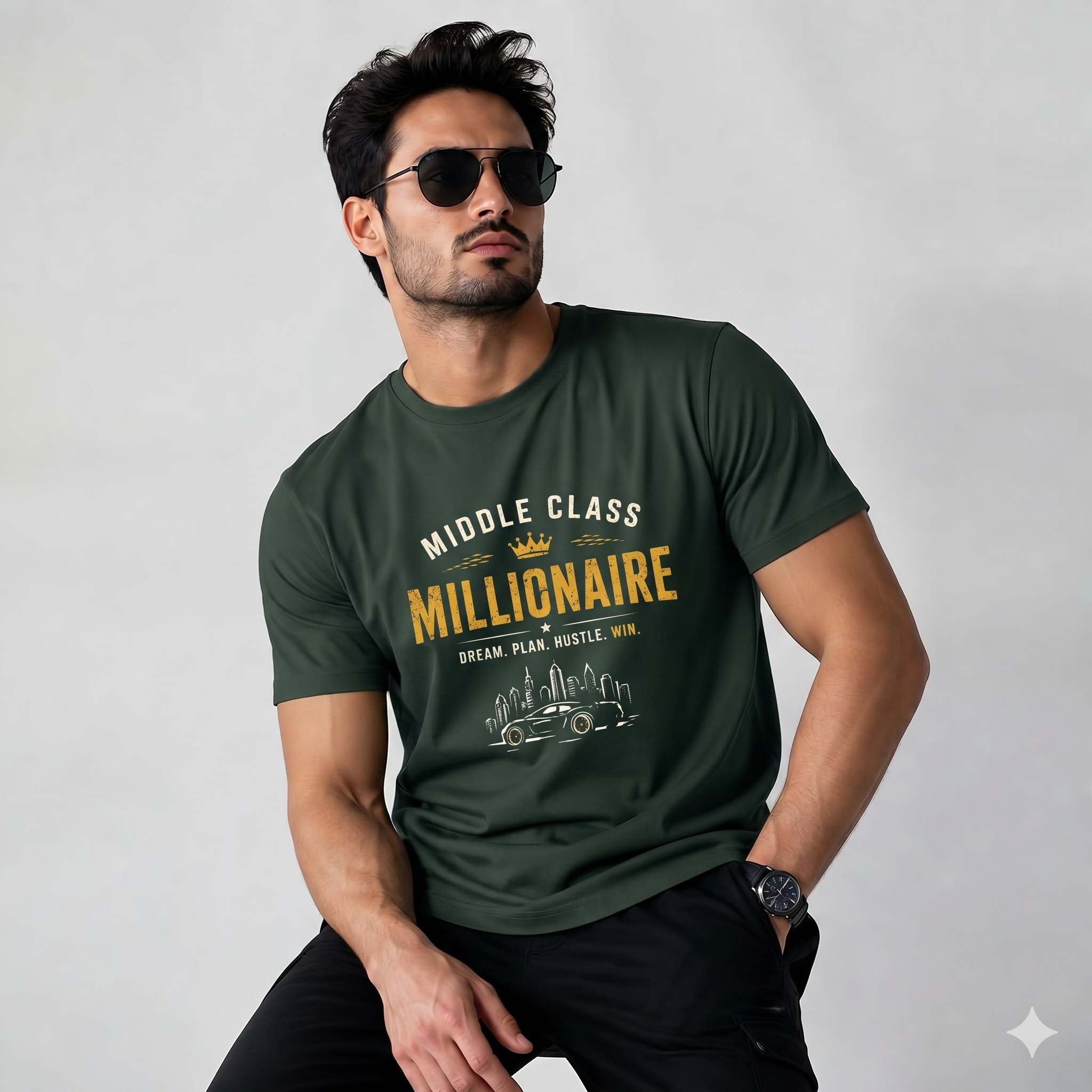 Middle Class Millionaire Graphic T-Shirt | 100% Cotton Unisex Crew Neck Tee | UrbanZip