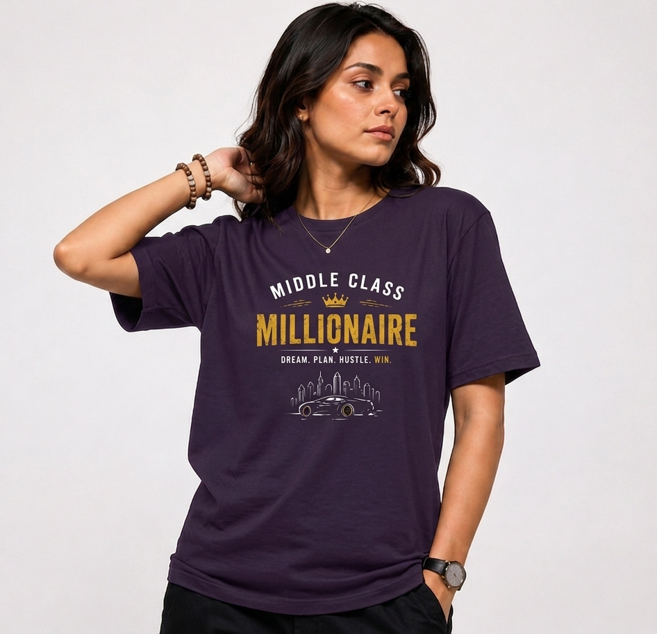 Middle Class Millionaire Graphic T-Shirt | 100% Cotton Unisex Crew Neck Tee | UrbanZip